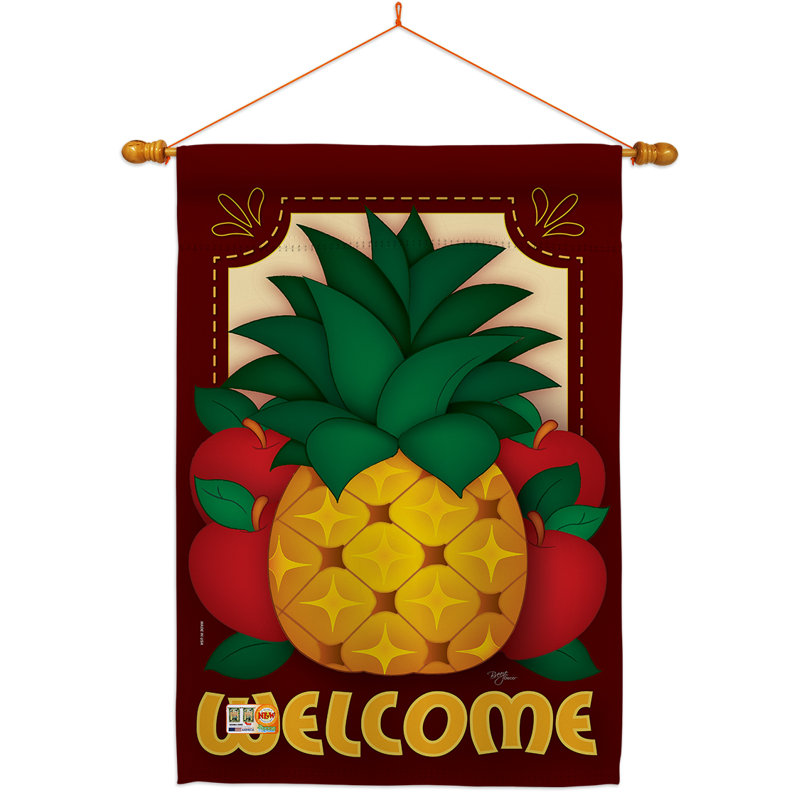 Welcome ananas 2 faces polyester 40 x 28 po Ensemble de drapeaux