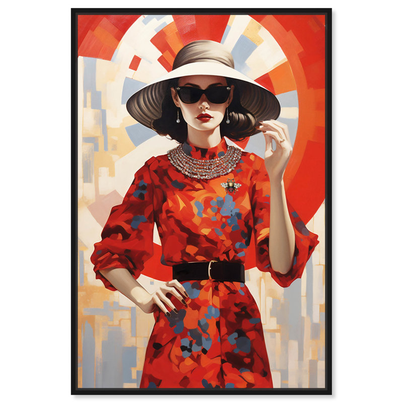 «Stunning In Red Canvas Retro Art Prints» par Art Remedy, Cadre noir, H 46 po x l 31 po