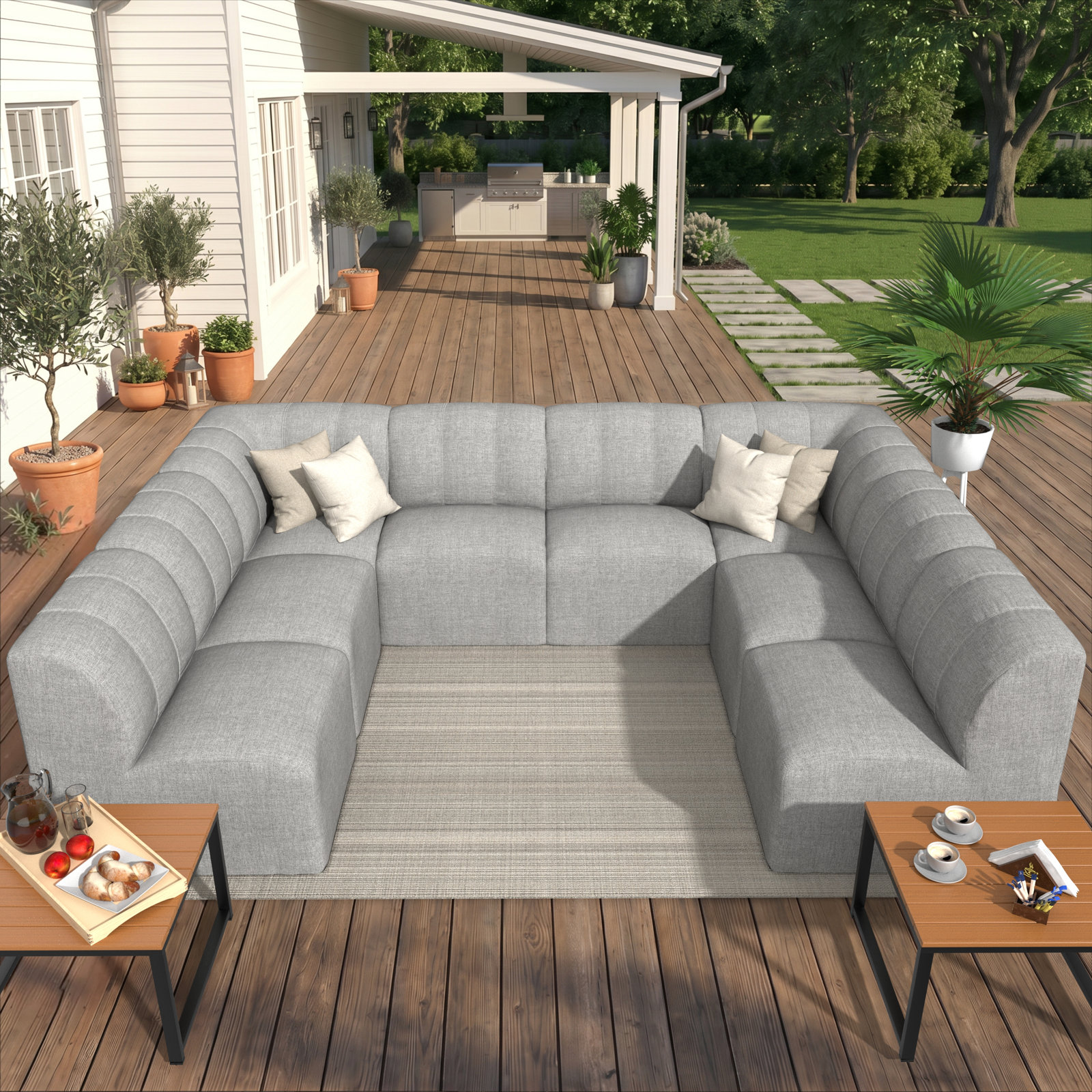 Praia 102" Sunbrella Outdoor Sofa, Canvas Granite Sunbrella® Canvas