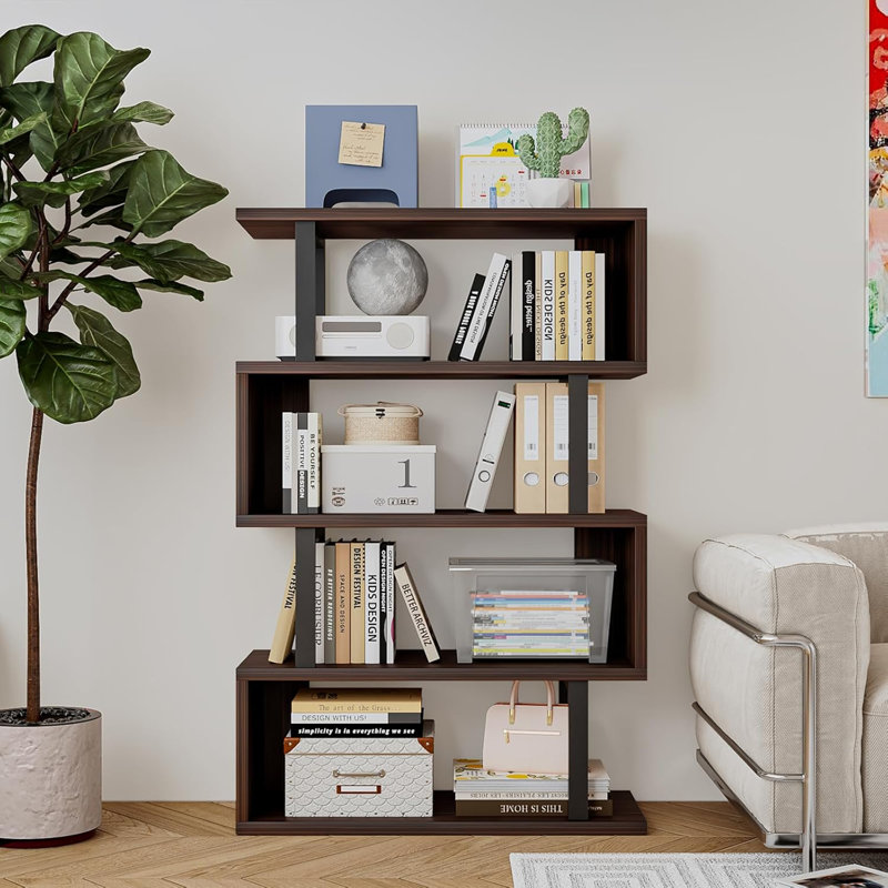 S Shaped industrial bookshelf Storage, Black
