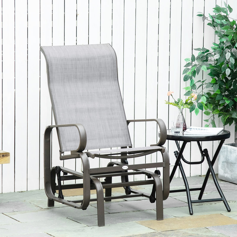 Fauteuil coulissant pour cour arrière - tissu aquatique, structure solide, chaleur et usure extérieures grises, hauteur de 28 pouces,