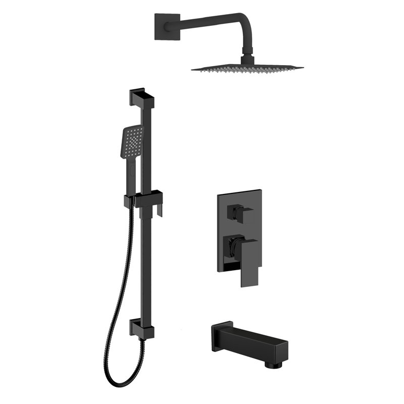 Ensemble de robinet de baignoire et douche Viktor-Bk, Noir mat