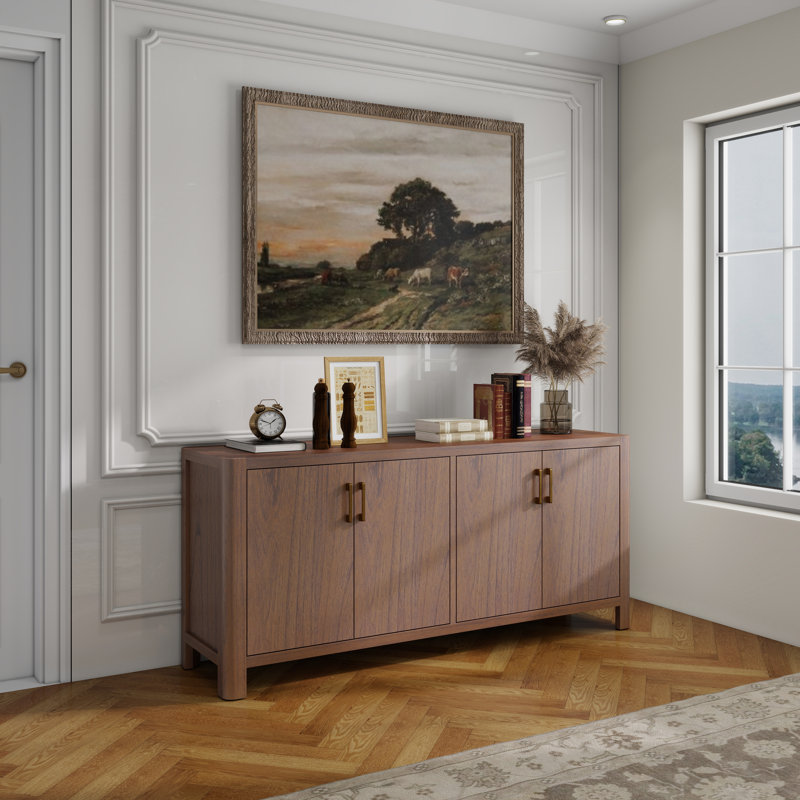Lai 72" Wide 4 Doors Buffet, Walnut