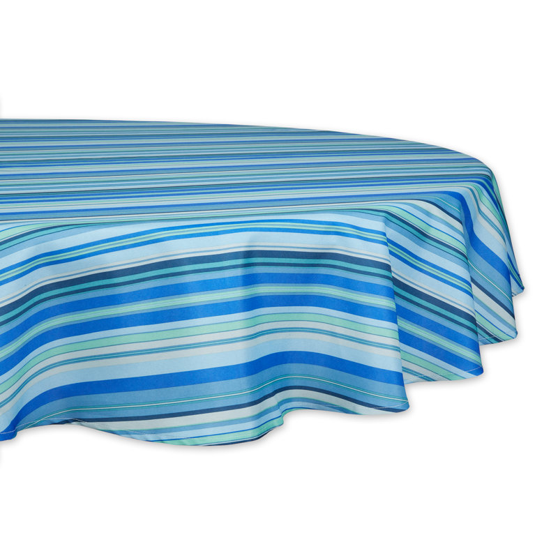 BLUE OCEAN STRIPE PRINT OUTDOOR TABLECLOTH 60 ROUND, Blue Ocean