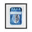 «Blue Sardine Tin Over Stripes», reproduction encadrée sous verre, design par Daphne Polselli-2108943764-2108943770