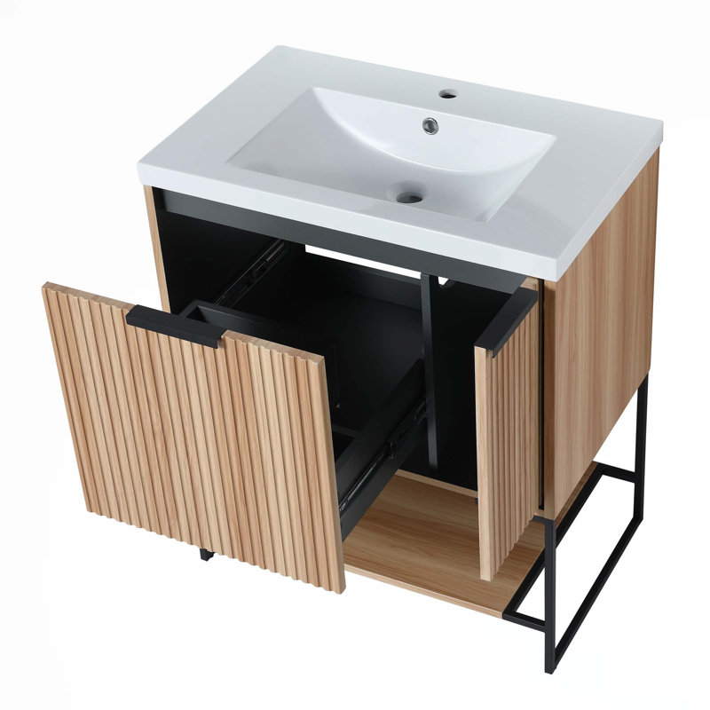 Meuble-lavabo autoportant avec lavabo en résine