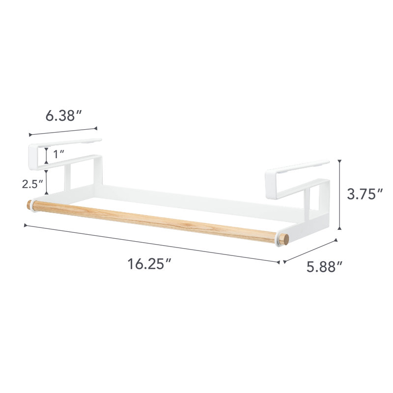 Compact Wooden Undershelf Laundry Organizer with Hanger Bar