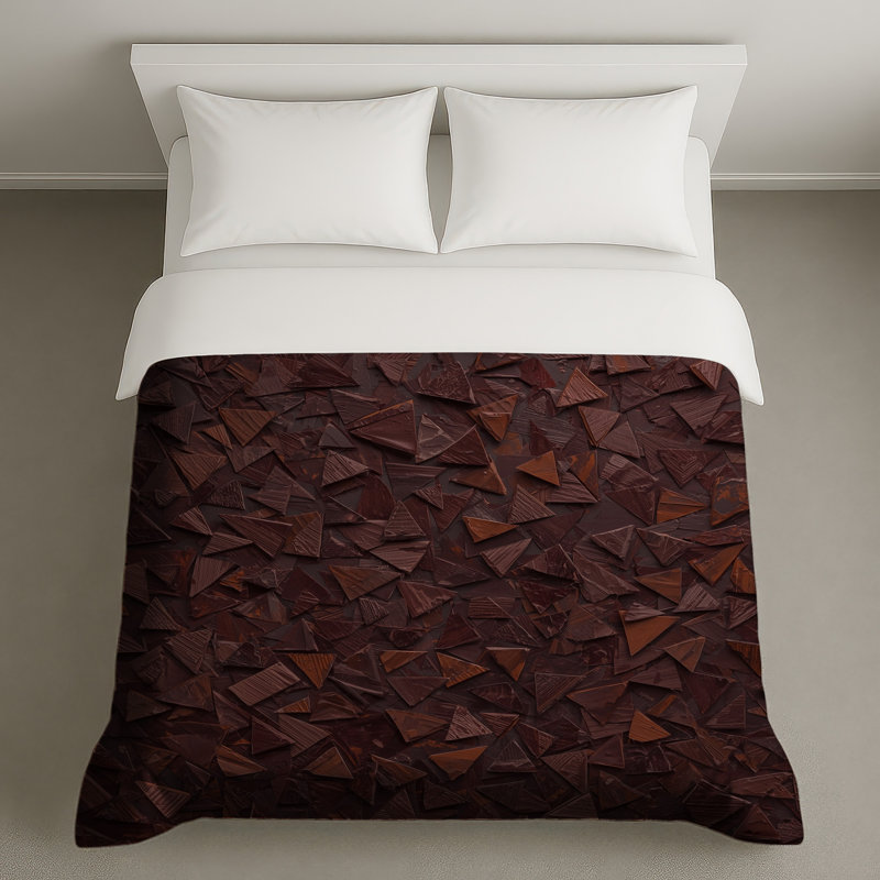 Brown Triangular Mosaic Duvet Covers, Queen
