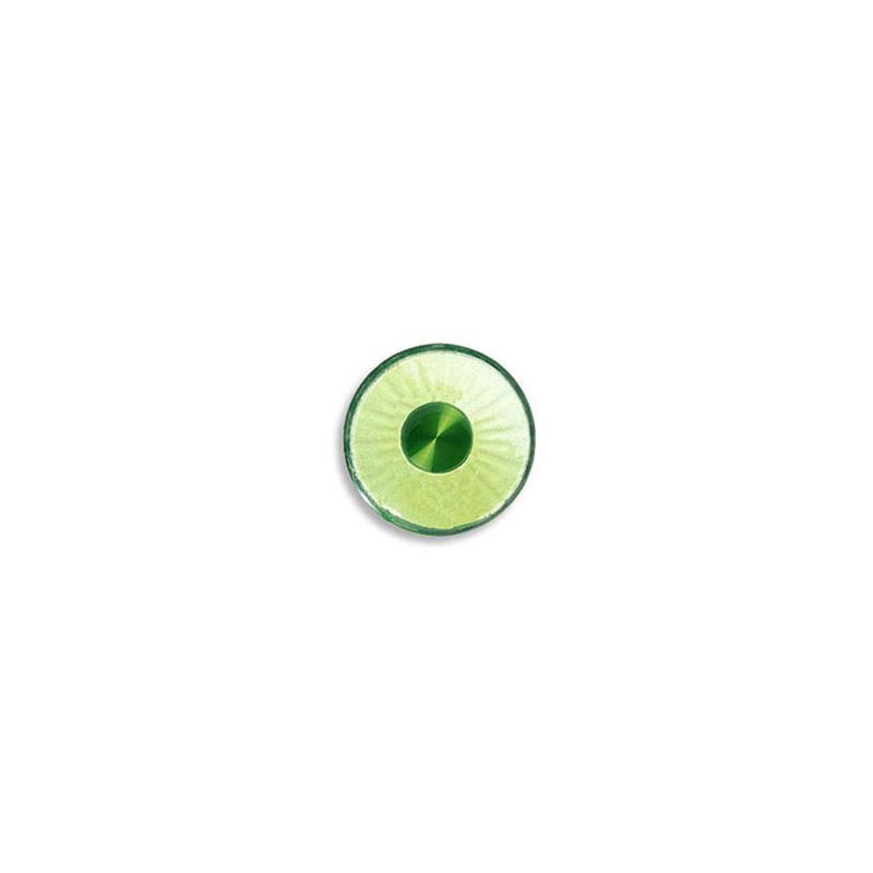 1-3/4" Glass Knob With Aluminum Base, Green Glass/Aluminum