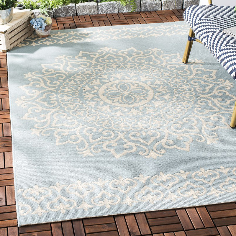 Situ Damask Hand Hooked Indoor / Outdoor Area Rug, Rectangle 122 x 183 cm