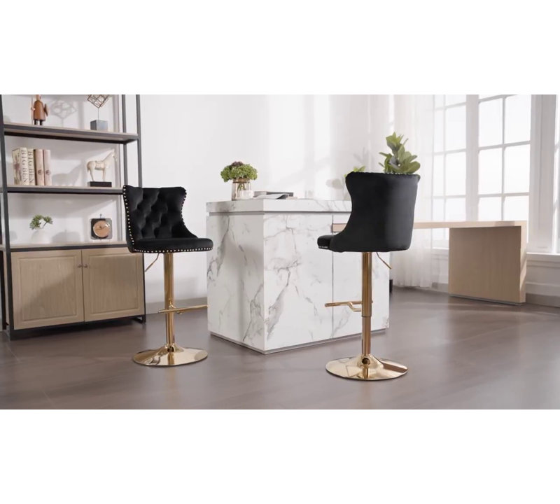 Kalinka 360° Swivel Adjustable Velvet Barstools