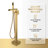 Waterfall Single-handle Freestanding Floor Mount Tub Filler Faucet With Square Hand Held Shower Modern In Brushed Gold-130105429