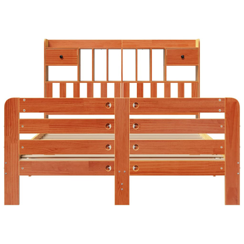 12-39 Solid Wood Bed, Wax Brown, 150 x 200 cm