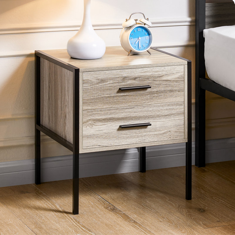 Oscar 2 Drawer Bedside Table, Grey