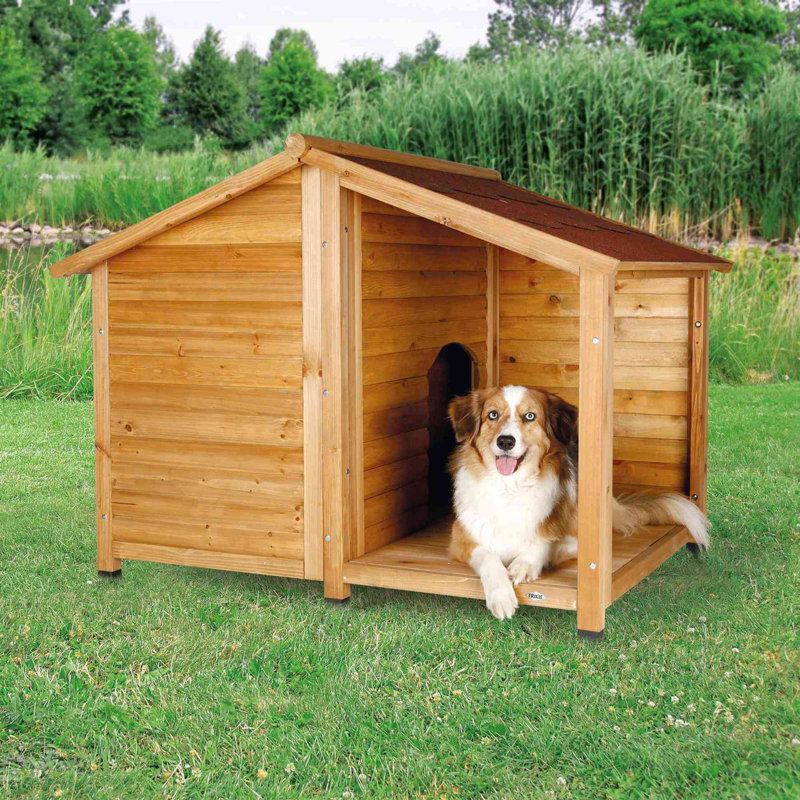 TRIXIE Natura Weatherproof Outdoor Lodge Dog House, Elevated Floor