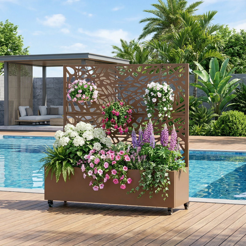 Boîte à fleurs Eurel, H 47 po x l 47 po x P 16 po, Brun
