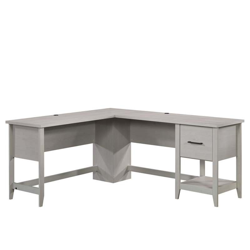Bureau transitionnel en L avec tiroir classeur, Gris, 26,89 po H x 46,65 po L x 17,09 po P
