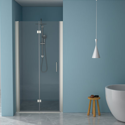 36"W X 72"H Tempered Glass Fold Shower Door In Brushed Nickel - -, Space Saving, Adjustable Element Foldable With Water-, Expanding, Setting