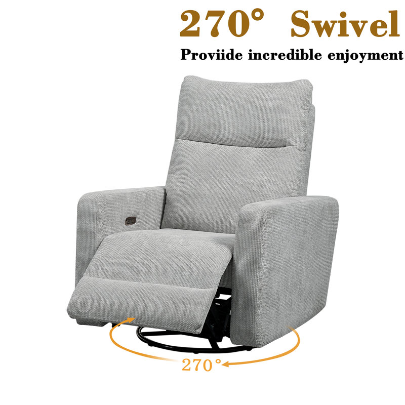 Vinathi Upholstered Power Recliner, Light Gray