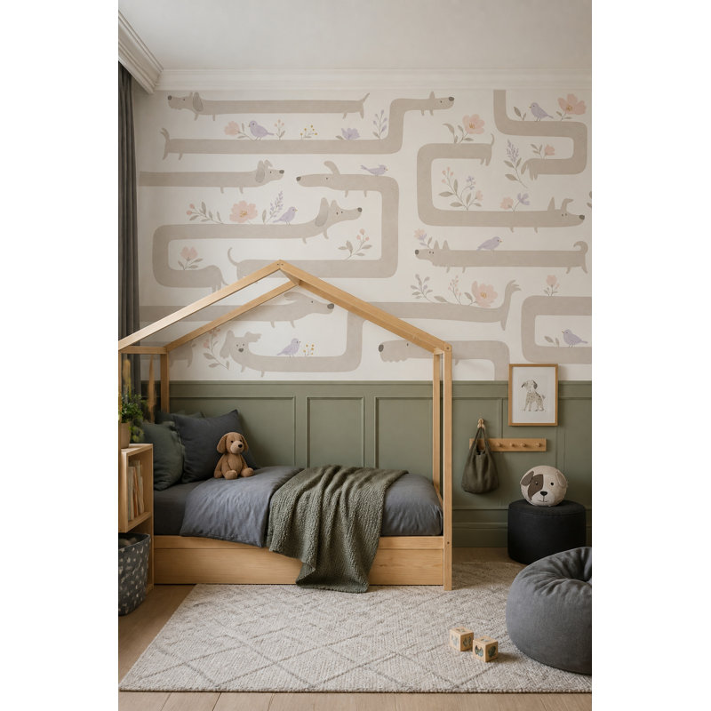 Décorations murales amovibles en forme de teckel Whimsical Dogs, 200 po x 120 po, Non tissé