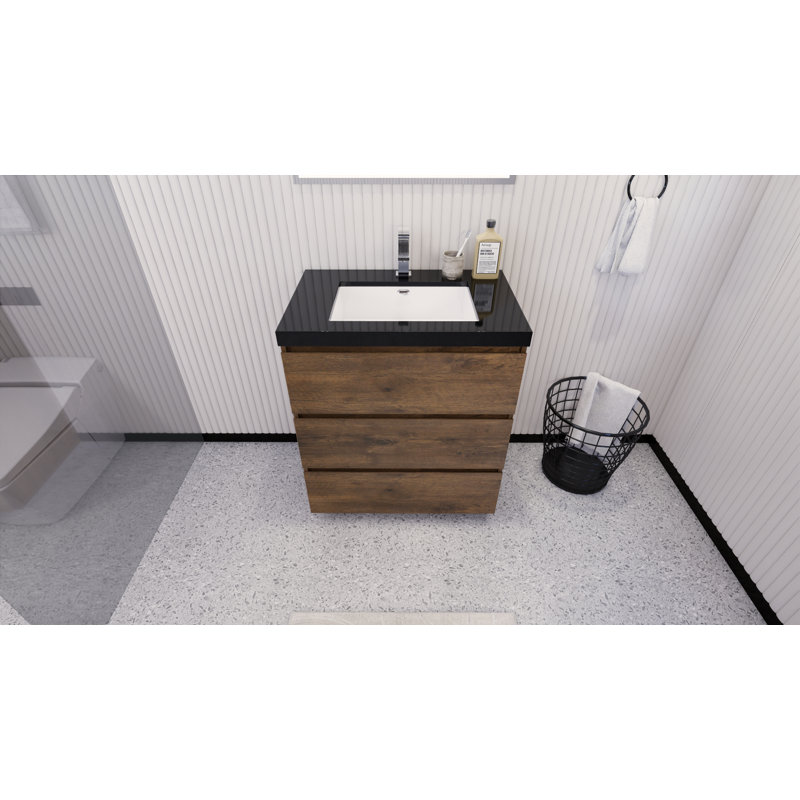 Reyes 29'' Single Bathroom Vanity Base Only, Rosewood