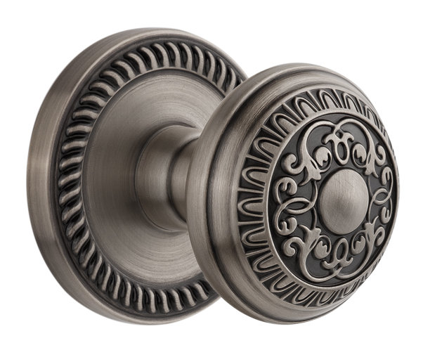 Rosette Grandeur Newport avec bouton de porte Windsor, Étain antique, 2 3/4", Confidentialité
