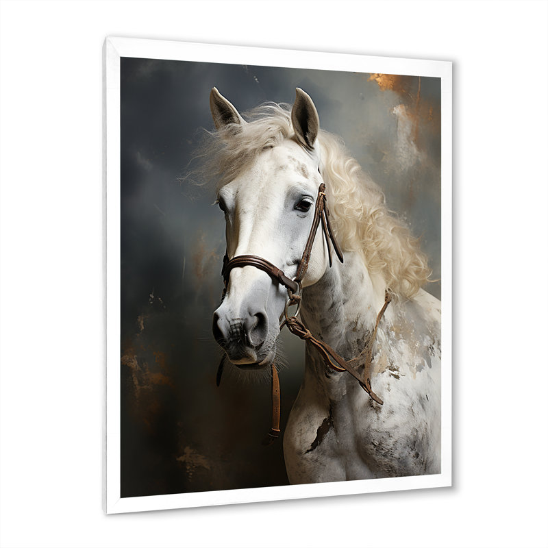 Kenneisha White Horse, H 20 po x l 12 po x P 1 po, Cadre photo blanc