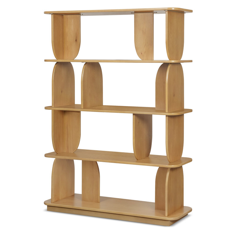 Padua 62" Sculptural 4-Tier Wood Bookshelf, Oak