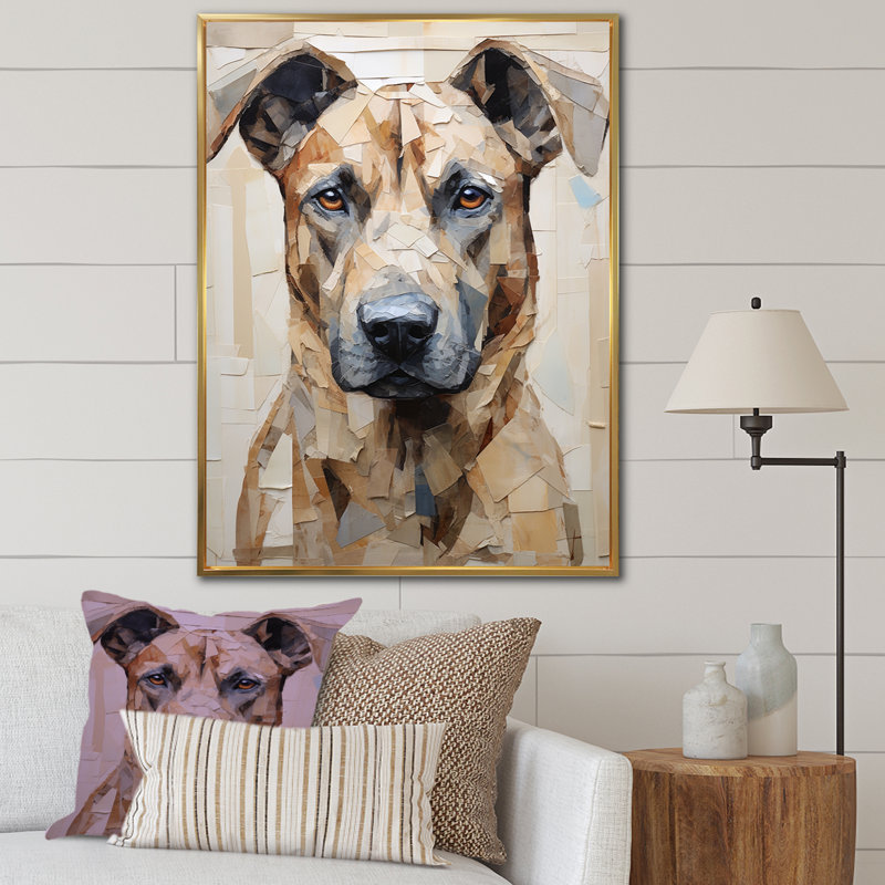 " Belgian Malinois Handsome Portrait ", 44" H x 34" W x 1.5" D, Gold Floater Framed