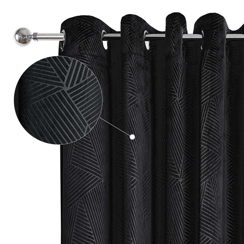 Blackout Curtain Panel Pair, 168cm Width x 137cm Drop, Black