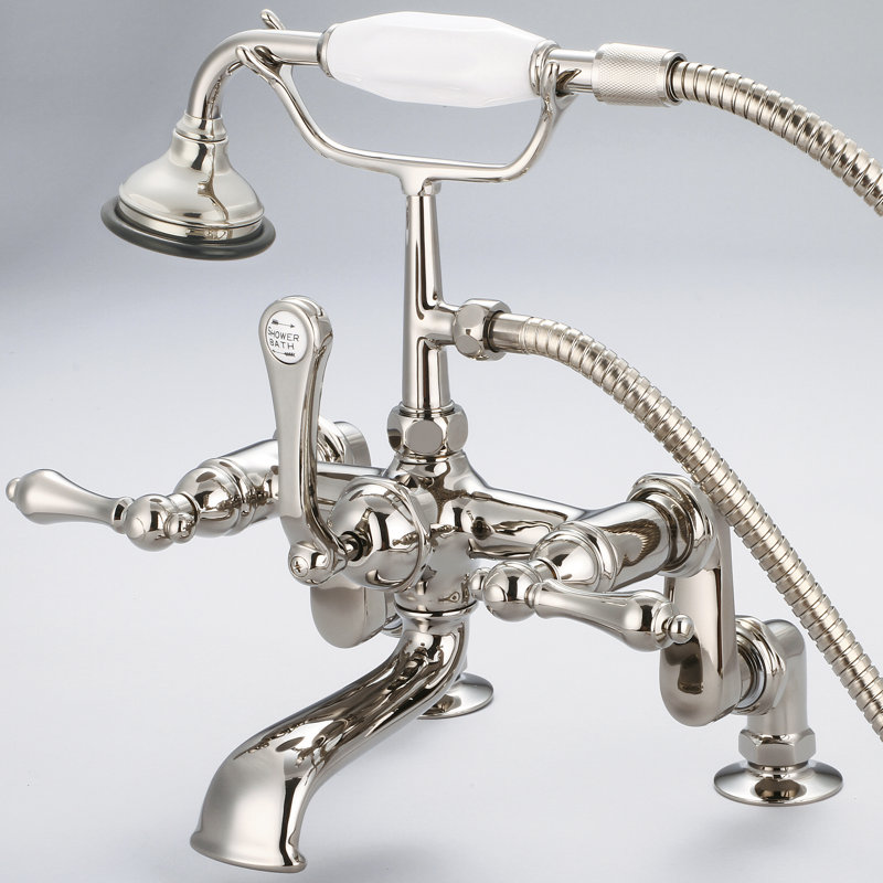 Stonington Deck Tub Filler, Lever Handles, Polished Nickel