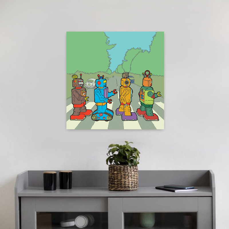 Abbey Road Bots, art urbain contemporain abstrait, H 18 po x l 18 po