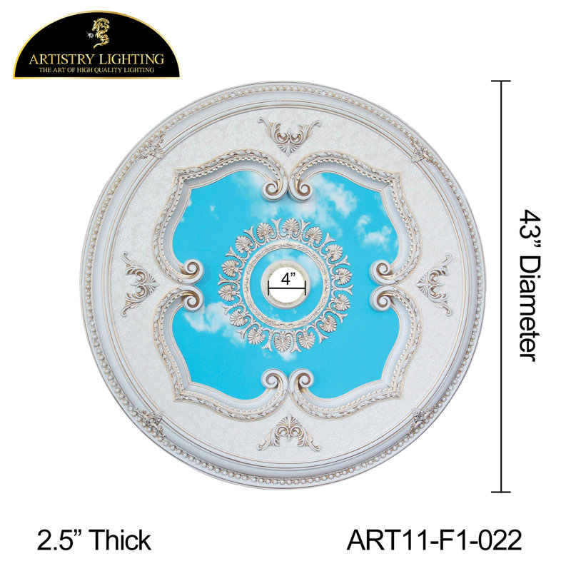 Médaillon rond de 43 po, Blanc / Doré