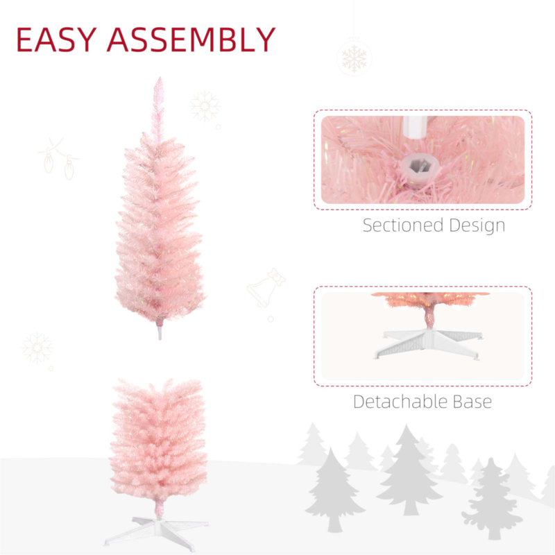 Arbre de Noël artificiel de 5 pi avec 250 branches colorées et 150 lumières DEL pour un décor des Fêtes facile