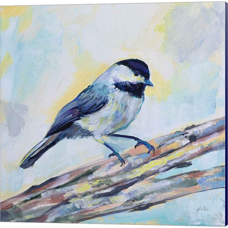 Oiseau bleu, mésange, pinson doré et mésange par Jeanette Vertentes, art sur toile (ensemble de 4)