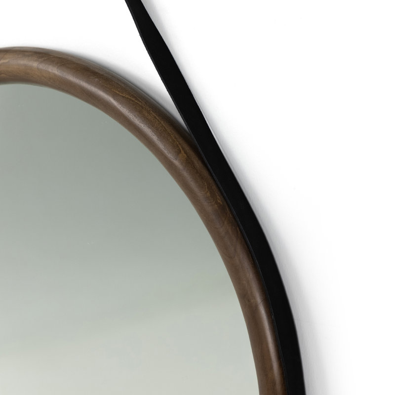 Des Round Solid Wood Mirror, Auburn Poplar