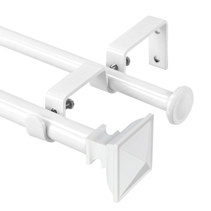 Tringle à rideaux double réglable Signorelli, H 0,63 po x l 48 po x P 0,63 po, Blanc lustré