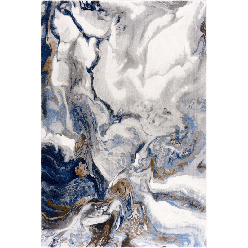 Seema REG140A Abstract Grey Blue Area Rug, Rectangle 7'9" x 10'2"