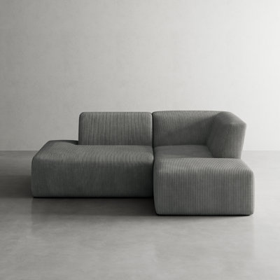 Berlare 3 - Piece Upholstered Boneless Compression Corduroy Modular Sectional Sofa Set with Removable Ottoman – Fully Compressed, No Assembly Required