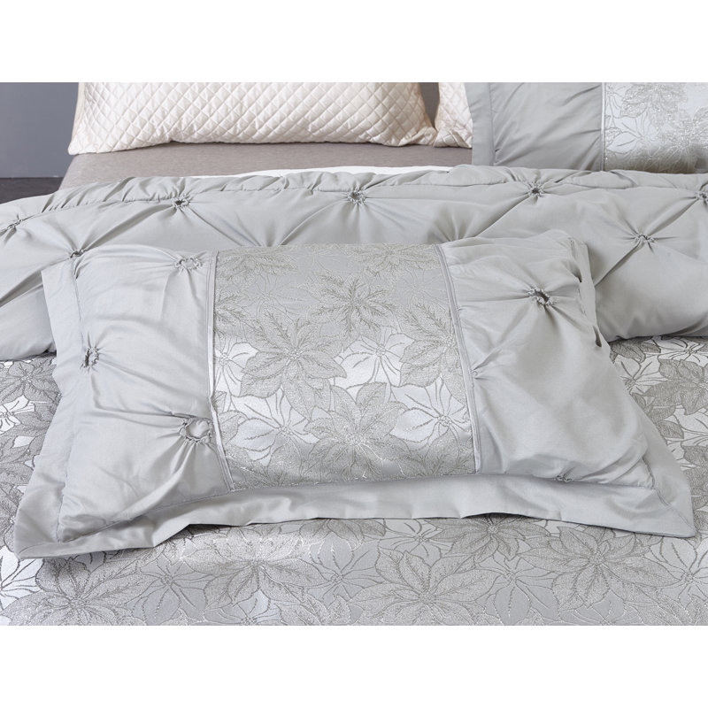Choy Bedspread with Pillowcases, 240 x 250 cm Bedspread - 2 Pillowcases, Silver