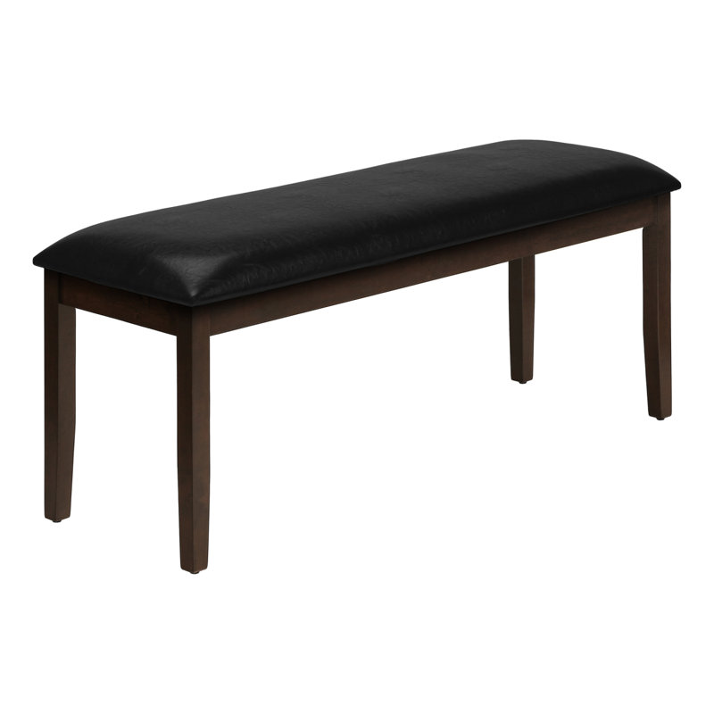 Jeanny Faux Leather Upholstered Bench, 20.25" H x 47.5" W x 16" D, Black, Espresso Brown