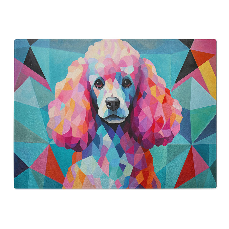 Poodle Geometric No.2  Glass Chopping Board