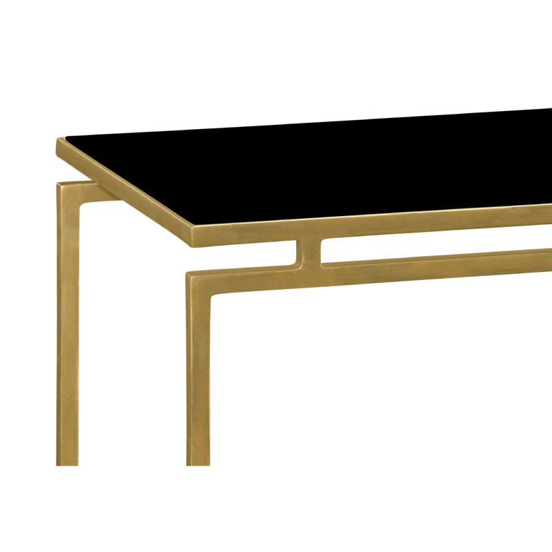 Simply Elegant 55'' W Glass Console Table, Clear, 33.5" H x 55" W x 14" D, Light Antique Gold