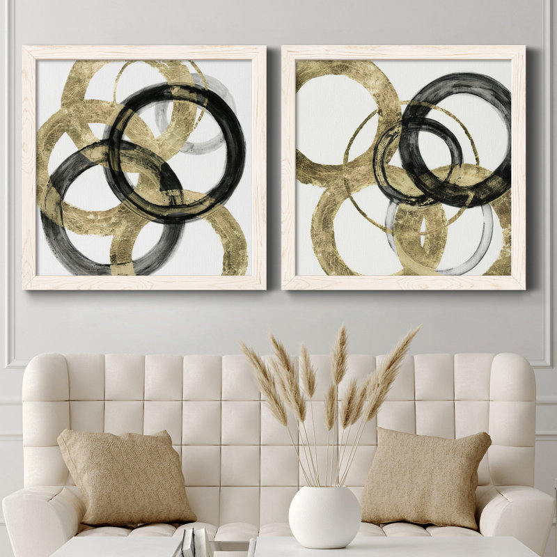 Ring I - ensemble de 2 peintures, H 35,5 po x l 71 po x P 1,5 po, Papier encadré blanc