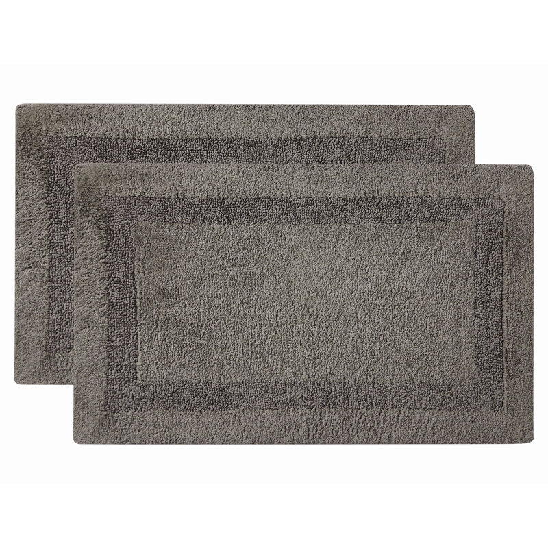 Papastamelos Set of 2 Bath Rug, Set of 2 - 32" L x 20" W, Dark Gray