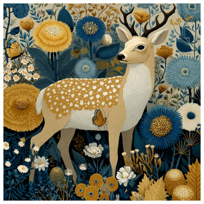 Deer In Floral Jungle Comforter