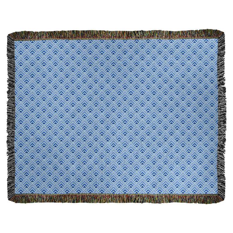 Couverture en coton tissé Katelyn Elizabeth, L 60 po x L 80 po, Bleu