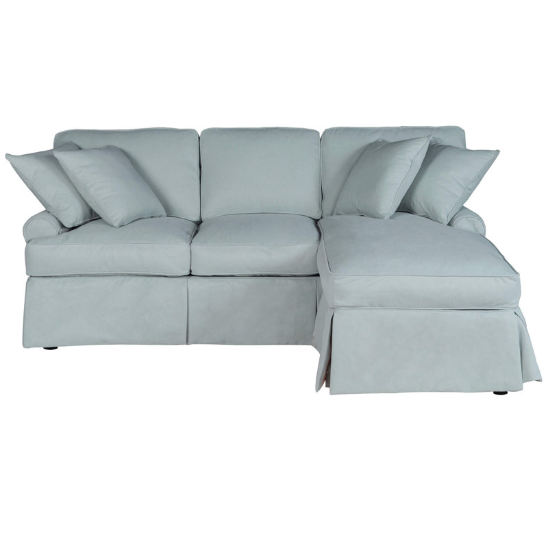 Huguley Upholstered L-Shaped Sectional Reversible, Ocean Blue Polyester Blend