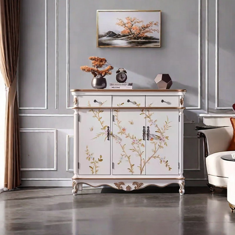 Hand-painted art storage sideboard.