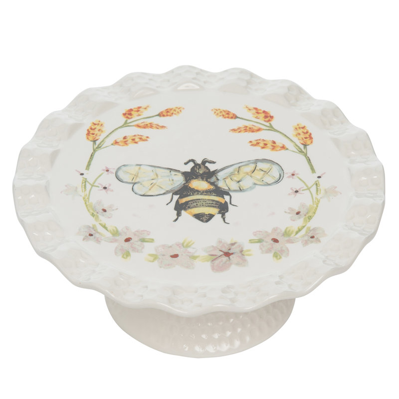 Présentoir à gâteau 8,25 po White Honey Bee Tea Company
